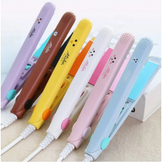 2 in 1 Mini Hair Straightener Hair Flat Iron Ceramic Tourmaline Plate Beauty Flat Iron Heating Curler, Pink