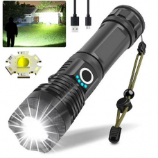 Zacro Rechargeable LED Flashlight, 90000 High Lumens Powerful Super Bright Tactical Flashlight with Battery Zoomable Torch for Emergencies, Home, Camping