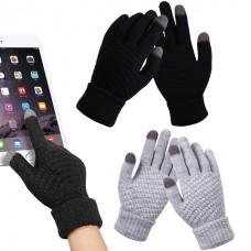 2 Pairs Women Touchscreen Gloves Winter Warm Fleece Lined Knit Gloves Elastic Cuff Winter Texting Gloves Gifts
