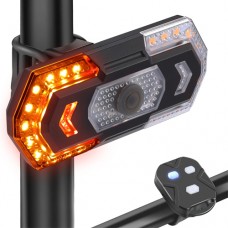 Zacro Bike Tail Light with Turn Signals, USB Rechargeable Rear Bike Light Bicycle Blinker with Remote Control, 5 Modes Waterproof Taillight for Night Cycling