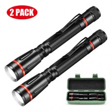 Zacro Mini LED Flashlights (2 Pack), 3 Modes Waterproof Pocket Flashlight with Clip, Small Pen Flashlights for Emergency, Work, Repair, Inspection