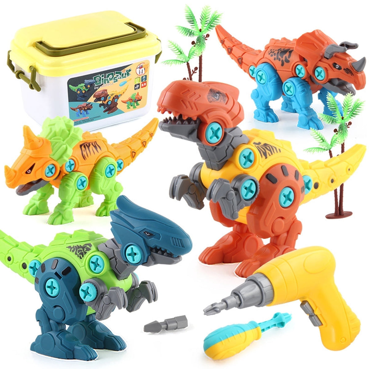 Lictin Take Apart Dinosaur Toys for Kids, Dinosaur Building Construction Educational Toys Set with Electric Drill for 3+ Year Old Boys Grils