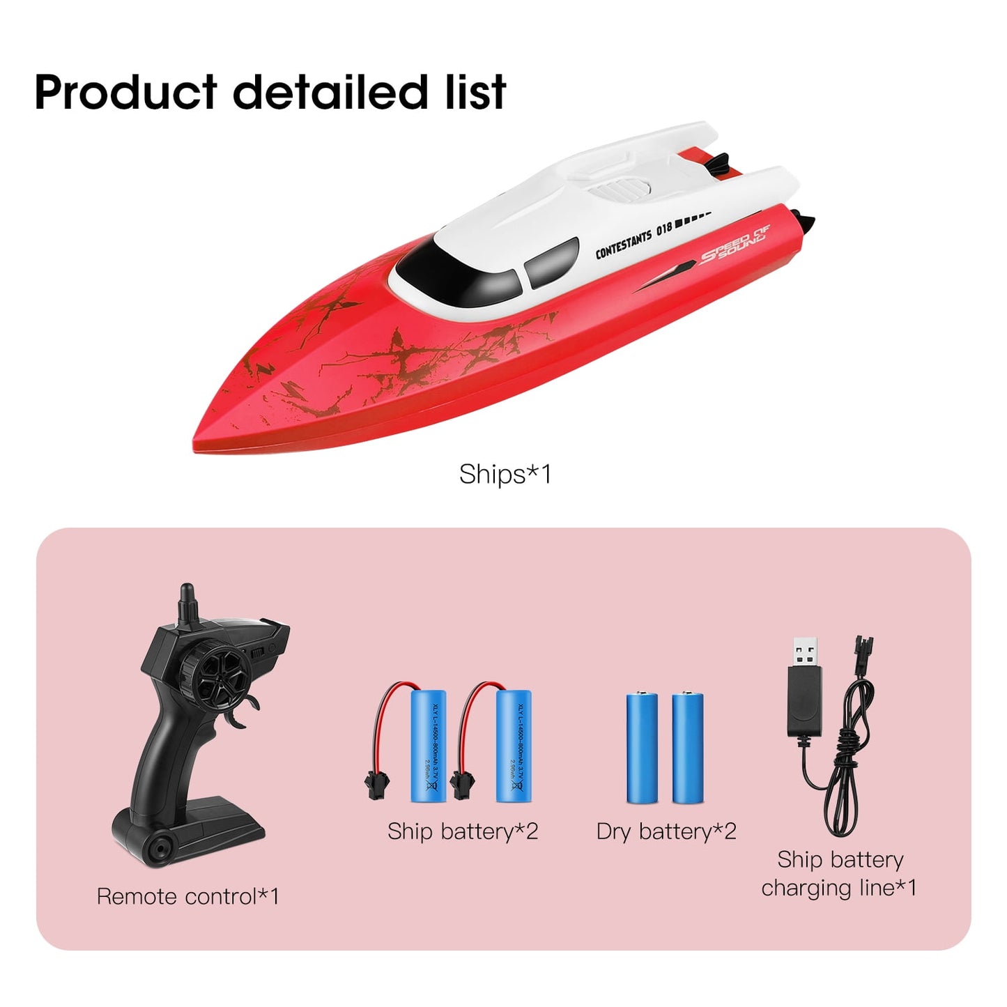 Anpro 2.4 GHZ RC Boat, 25 km/h High Speed Remote Control Racing Boats for Adults and Kids 25 Minutes Working Time, 2 Batteries