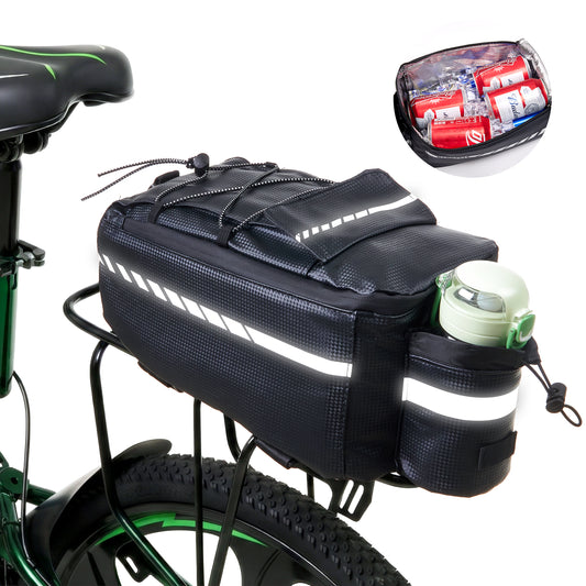Lictin Insulated Bike Bag For Bicycles, Waterproof Bike Pannier Bag with Reflector & Shoulder Strap, 10L Capacity Rear Rack Bag, Black