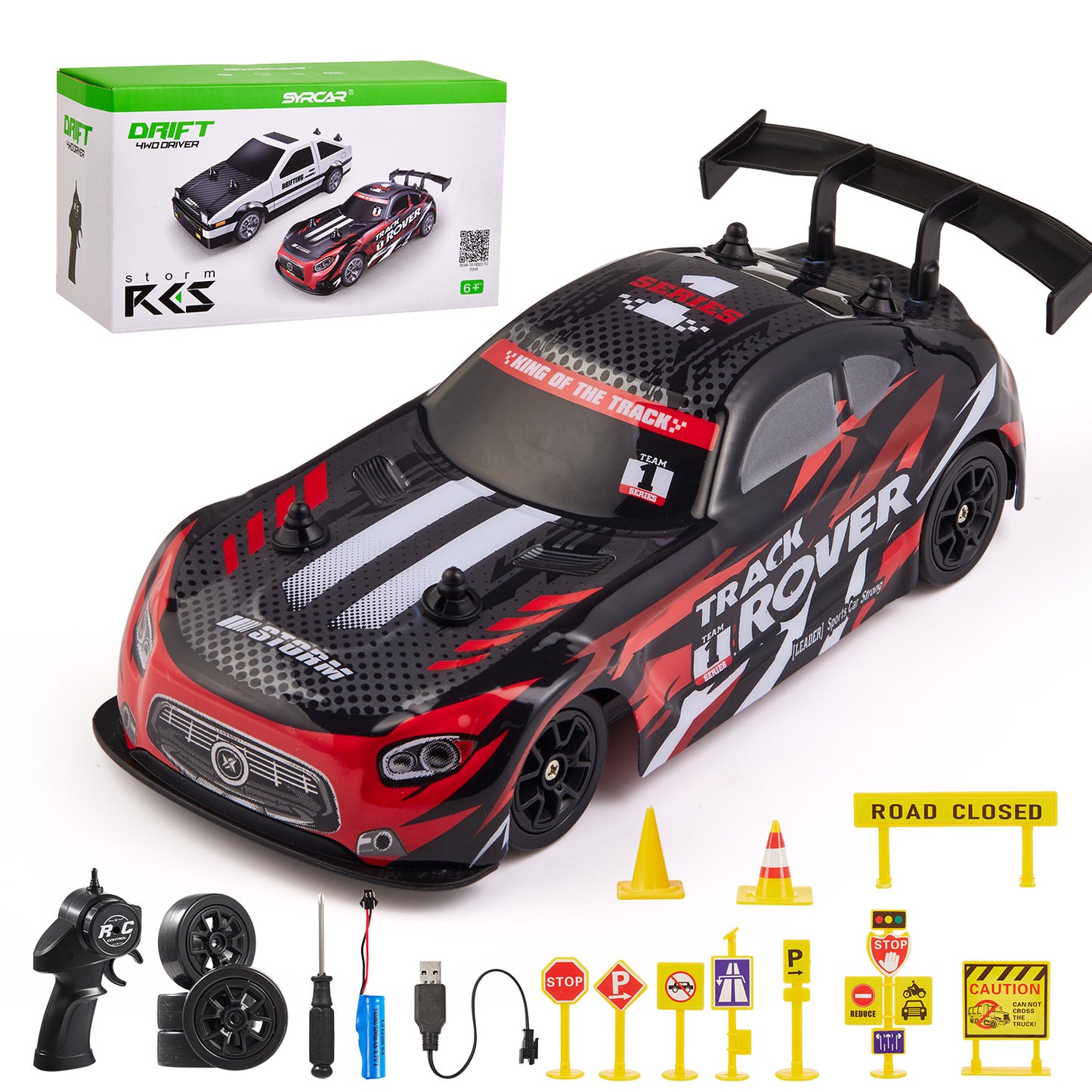 Lictin 1:24 Scale RC Drift Car, 4WD Remote Control Car for Kids Adults, 20KM/H High Speed Racing Vehicle with 2 Batteries, RC Cars Racing Sport Toy for Boys Girls, Red