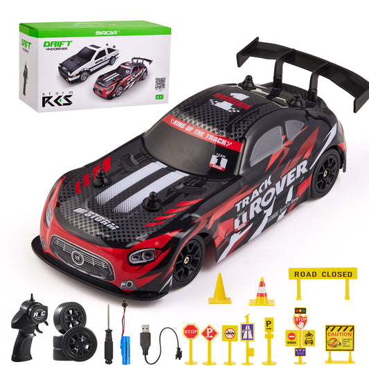 Lictin 1:24 Scale RC Drift Car, 4WD Remote Control Car for Kids Adults, 20KM/H High Speed Racing Vehicle with 2 Batteries, RC Cars Racing Sport Toy for Boys Girls, Red