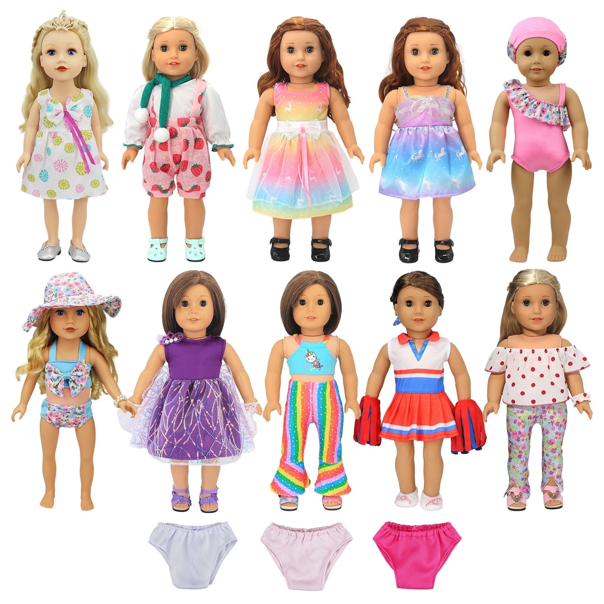 Petbank 22Pcs American 18inch Doll Clothes and Accessories for Girl Doll, Including Doll Clothing Dress Swimsuits Fit for 18 inch Dolls