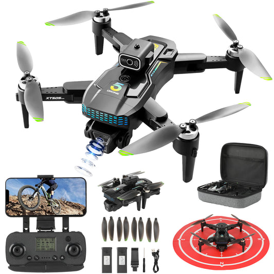 Anpro XT505 GPS Drone with 8K HD Camera for Adults & Beginners, Foldable FPV RC Quadcopter Drone with 360° Obstacle Avoidance, Brushless Motor, 5G Wifi Transmis, 2 Batteries, Carrying Case, Black