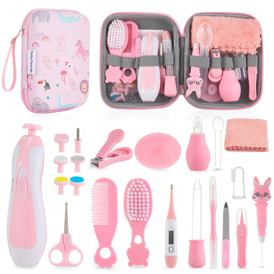 Lictin Baby Healthcare and Grooming Kit, 23 in 1 Electric Safety Nail Trimmer Newborn Nursery Health Care Set with Thermometer, for Infant Toddlers Baby Shower Gifts, Pink