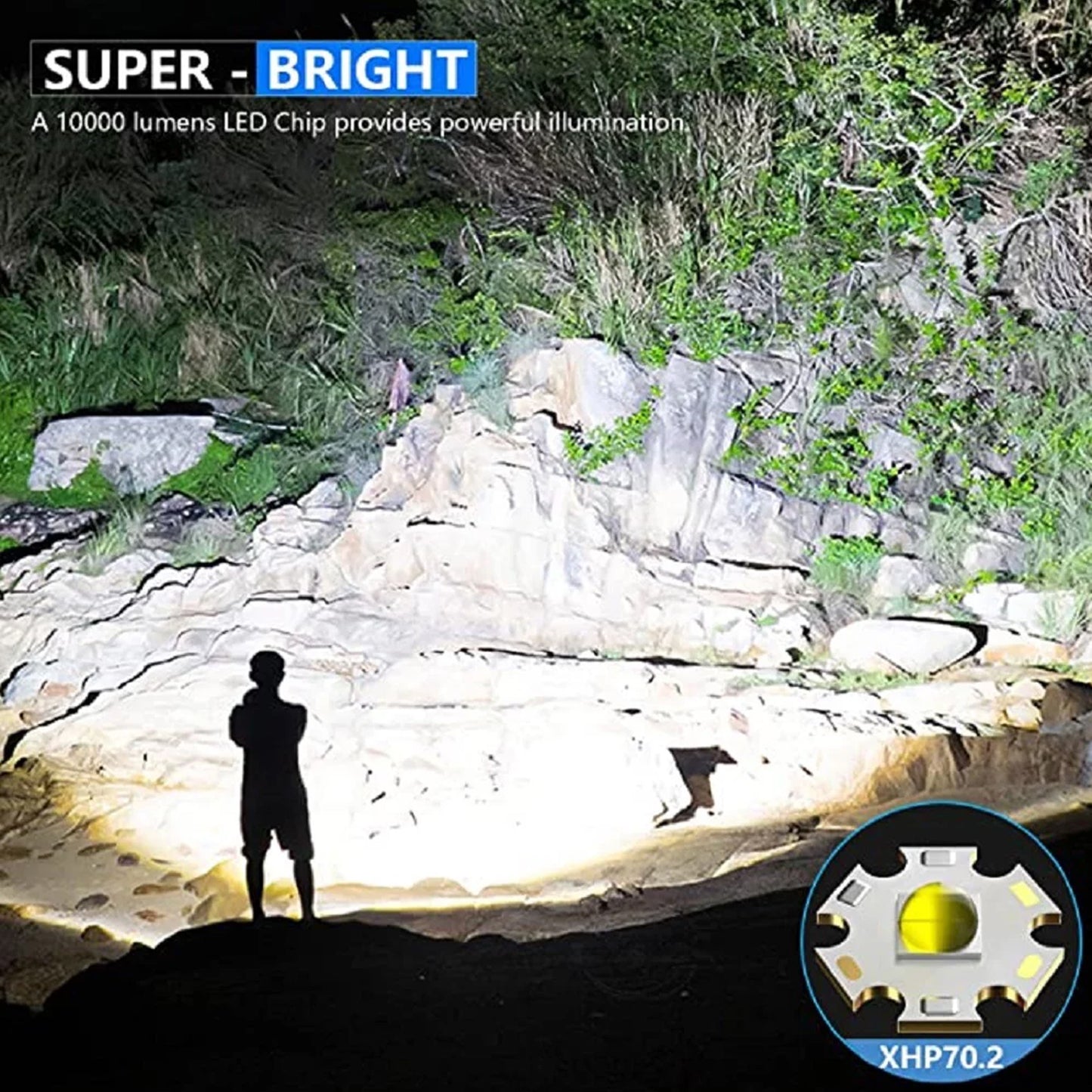 Zacro 1500 High Lumens Rechargeable Flashlight, Super Bright LED Flashlight Waterproof Zoomable Flashlight, 5 Modes for Emergencies, Camping, Outdoor Sport