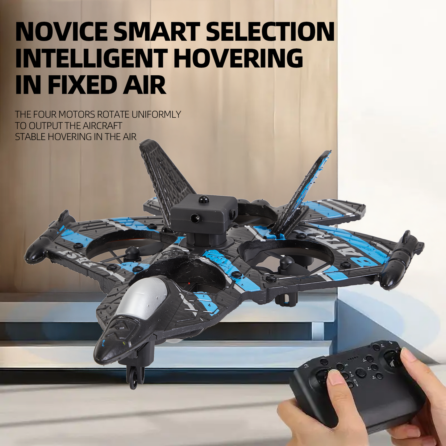 Gleamkid Foam Remote Control Airplane for Kids, 2.4GHz RC Plane with LED Lights & 360° Spin, Easy to Fly RC Aircraft Glider for Kids Adults, Black