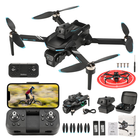 XT606 Drone with 6K UHD Camera, Lictin RC Foldable Drones for Kids Adults Beginners, RC Quadcopter Drone with Brushless Motor, Headless Mode, Optical Flow Position, 2 Batteries, Black