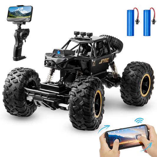 Zacro 1:16 Scale RC Car with 720P FPV Camera, 2.4Ghz Remote Control Car High Speed Off-Road Truck for Kids and Adults, 2 Batteries, Black