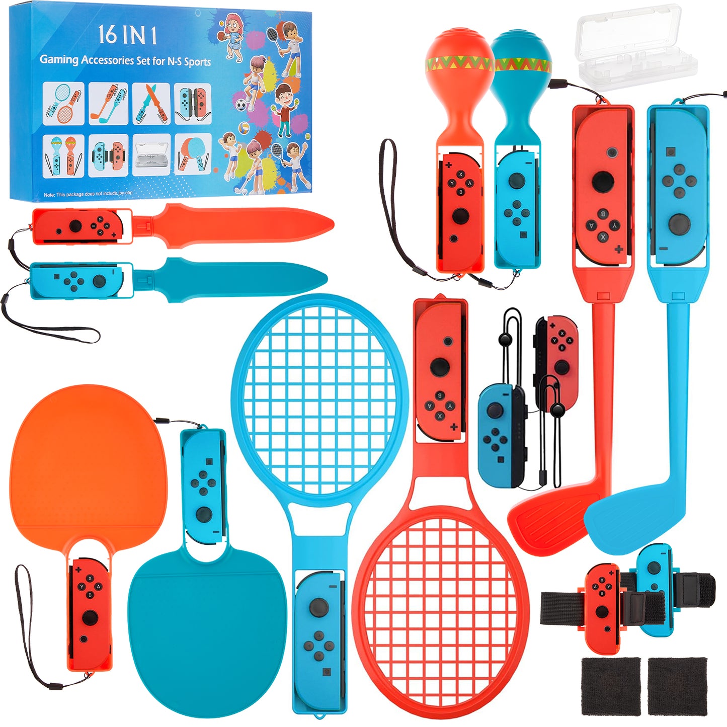 20 in 1 Switch Sports for Nintendo Accessories Bundle, Family Accessories Kit for Switch Sports Games with Tennis Rackets, Golf Clubs, Table Tennis Rackets