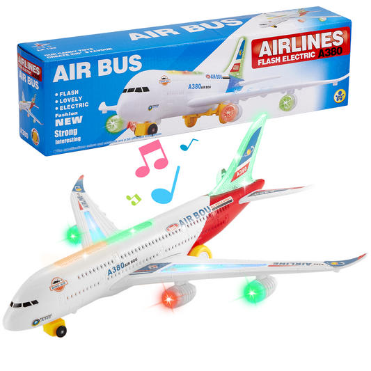 Gleamkid Airplane Toys for Kids, Bump and Go Action, Toddlers Toy Plane with LED Flashing Lights & Music for Boys Girls 3-12 Years