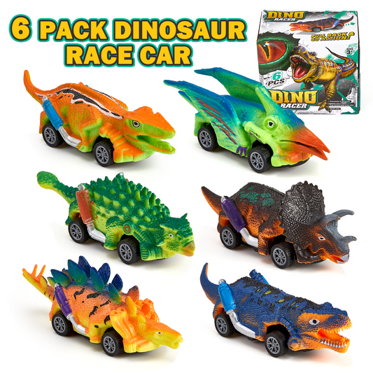 Lictin Dinosaur Pull Back Car Toys for Kids, 6 Pack Dinosaur Car Toys Gifts for Toddler Boys and Girls Age 2 3 4 5 Years Old