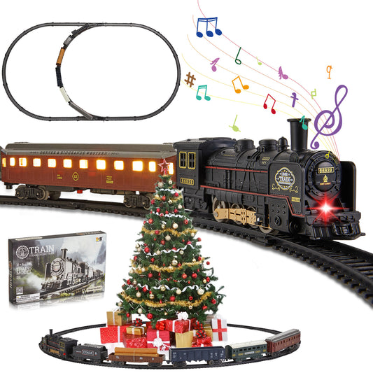 Zacro Electric Train Set for Kids with Track & Glowing Passenger Carriages, Lights and Sound, Under Christmas Tree Toy Train Set for 3 4 5 6 7+ Years Old Boys Girls Gifts