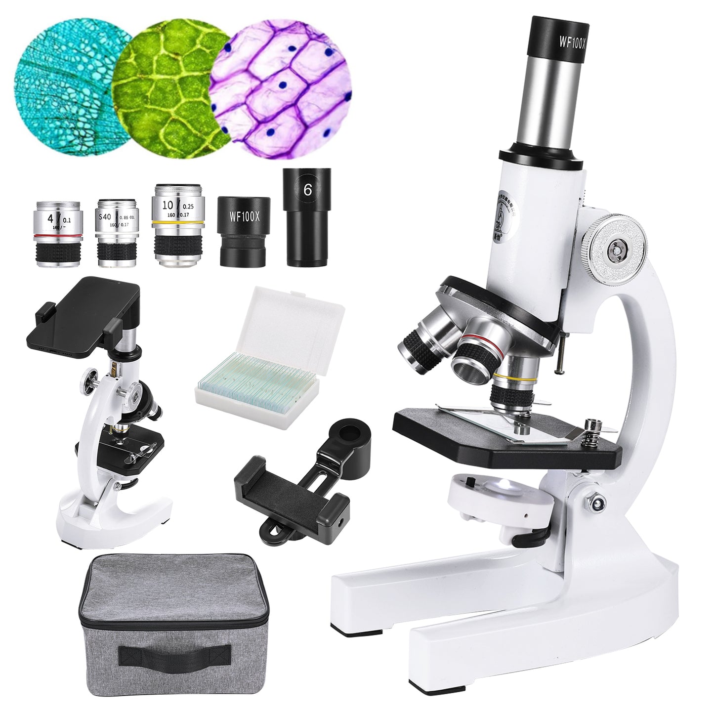 Kids Microscope Kit - Anpro Microscope for Kids 400X-24000X, Microscope with Slides Kit, Biological Professional Microscope for School Laboratory Home Education Gift for Boys & Girls Age 6+