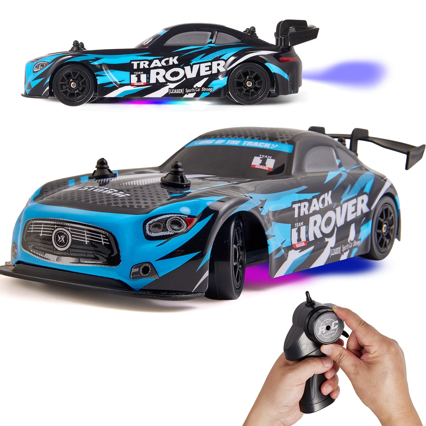 Anpro 1:24 Scale Drift RC Cars, 4WD Remote Control Car, High Speed Racing Vehicle with 2 Rechargeable Batteries, Speed Up to 30KM/H, Racing Sport Toy for Adults Boys Girls Kids