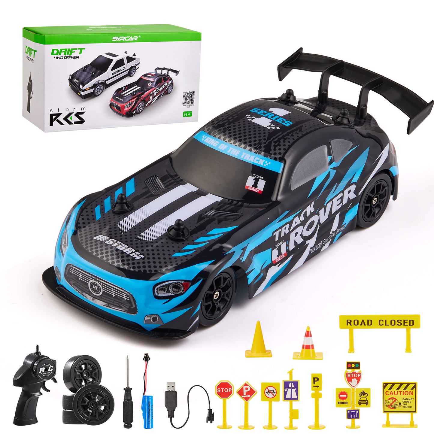 Lictin 1:24 Scale RC Drift Car, 4WD Remote Control Car for Kids Adults, 20KM/H High Speed Racing Vehicle with 2 Batteries, Racing Sport Toy for Boys Girls, Blue