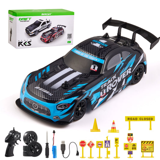 Lictin 1:24 Scale RC Drift Car, 4WD Remote Control Car for Kids Adults, 20KM/H High Speed Racing Vehicle with 2 Batteries, Racing Sport Toy for Boys Girls, Blue