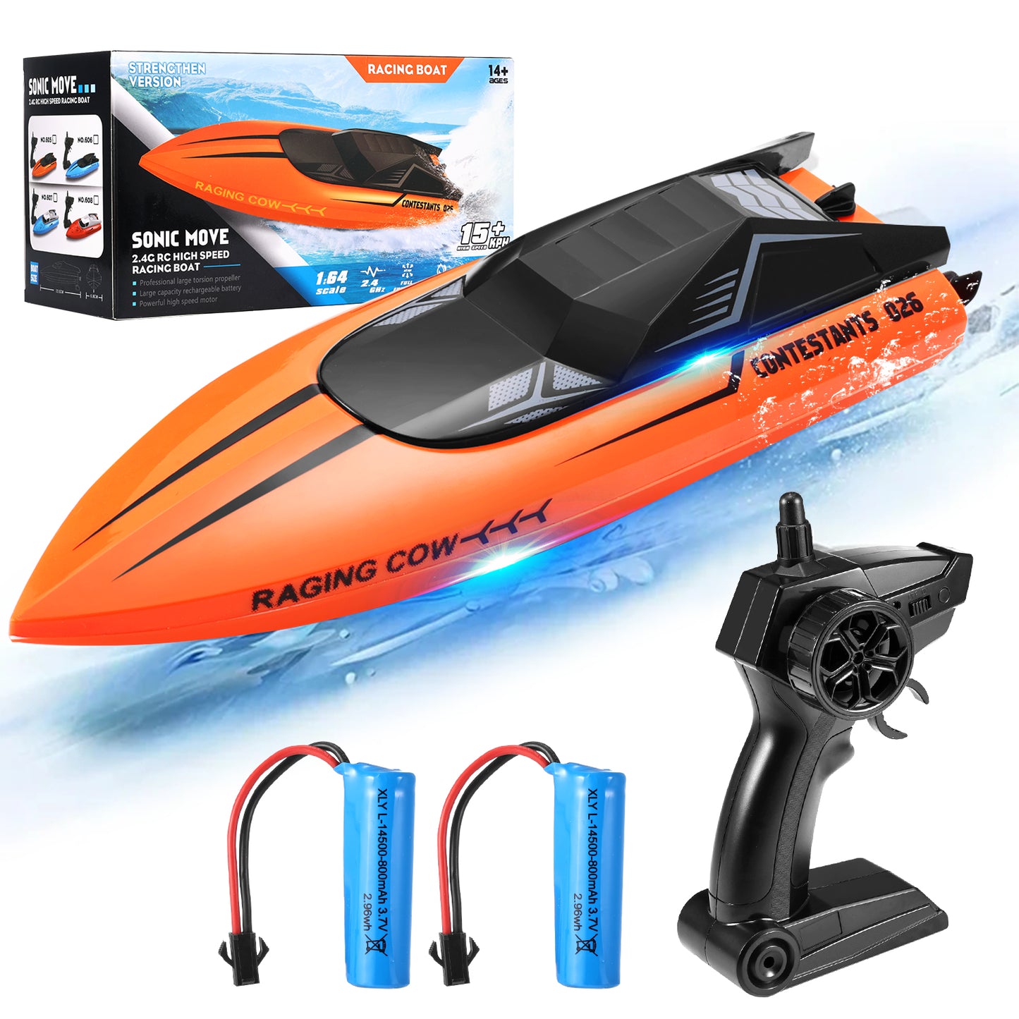 Anpro RC Boat 20+ MPH 2.4G Waterproof Remote Control Racing Boat for Kids and Adults, Orange