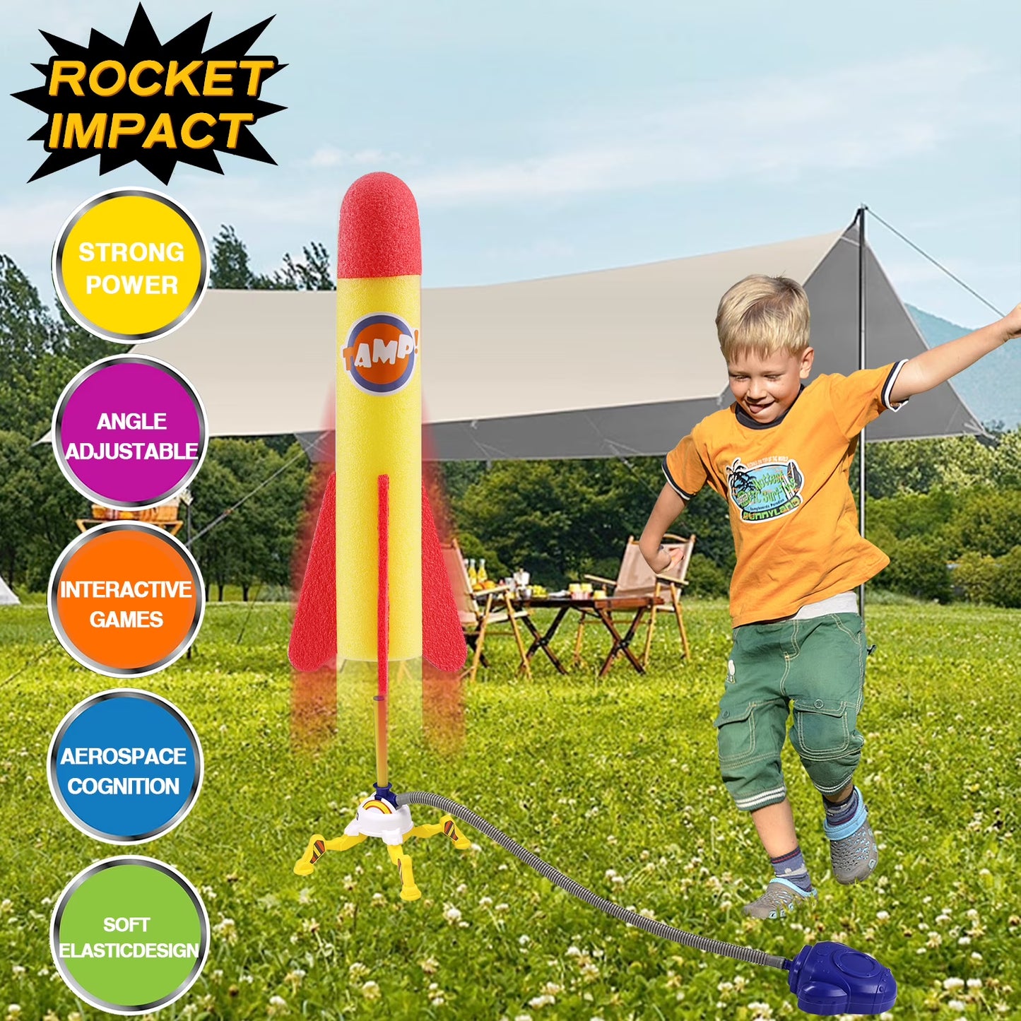 Zacro Rocket Launcher for Kids, Dueling Rocket Toy with 6 Foam Rockets Shoots Up to 100 Feet, Rocket Outdoor Toy Gift for Boys and Girls Age 3+