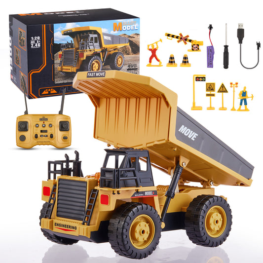 Petbank RC Dump Truck Toy, 13-Channel Remote Control Toy with Light/Sound, Rechargeable Batteries, 2.4 Ghz Kids Construction Vehicle Truck Toys for 3+ Boys Girls