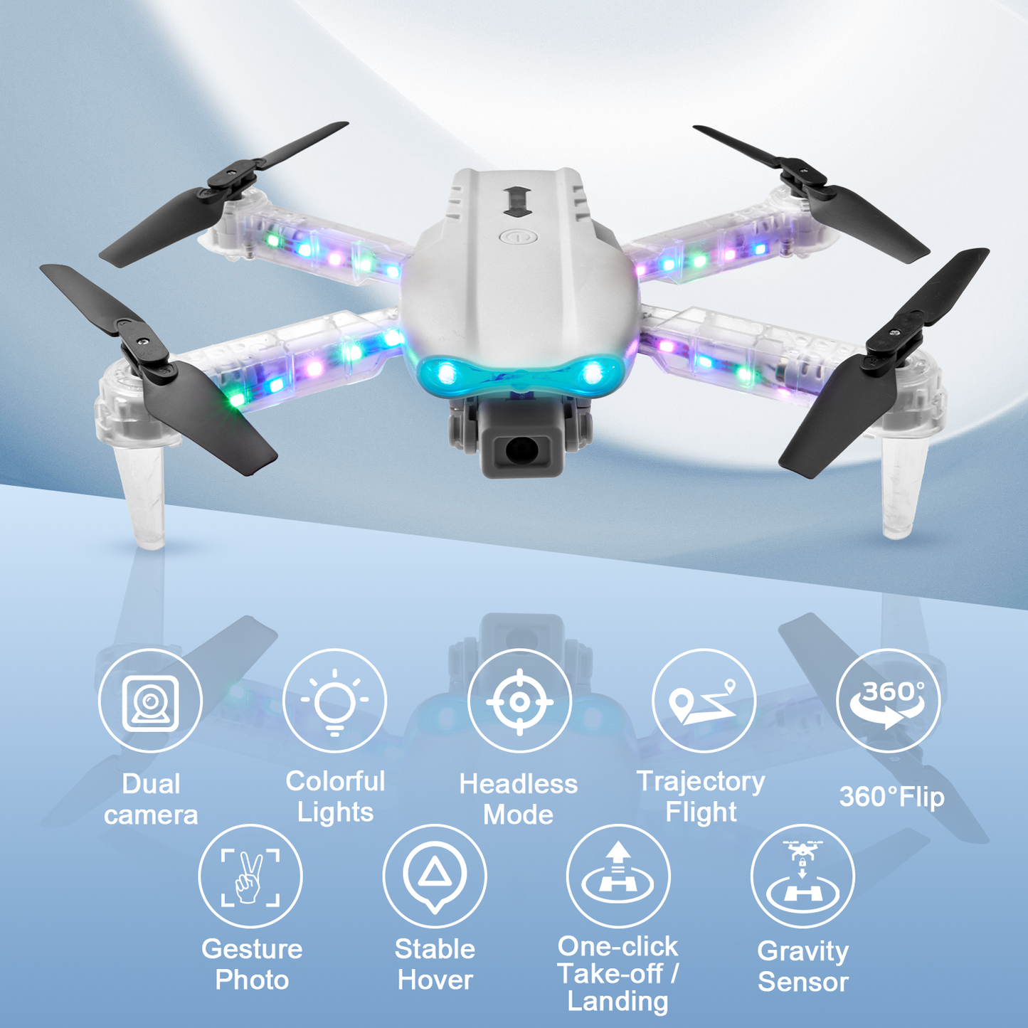 Lictin Drone with HD Camera for Adults Kids, WIFI FPV RC Quadcopter with Colorful LED Lights, Foldable RC Drone with 3 Batteries, Carrying Case