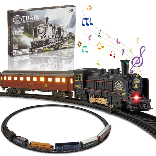 Lictin Electric Train Sets for Kids, Train Toys for Toddlers with Classic Steam Locomotive, Lights & Sound, Train Tracks Play Set with 5 Cars, Gifts for Boys Girls 3 4 5 6+ Years Old