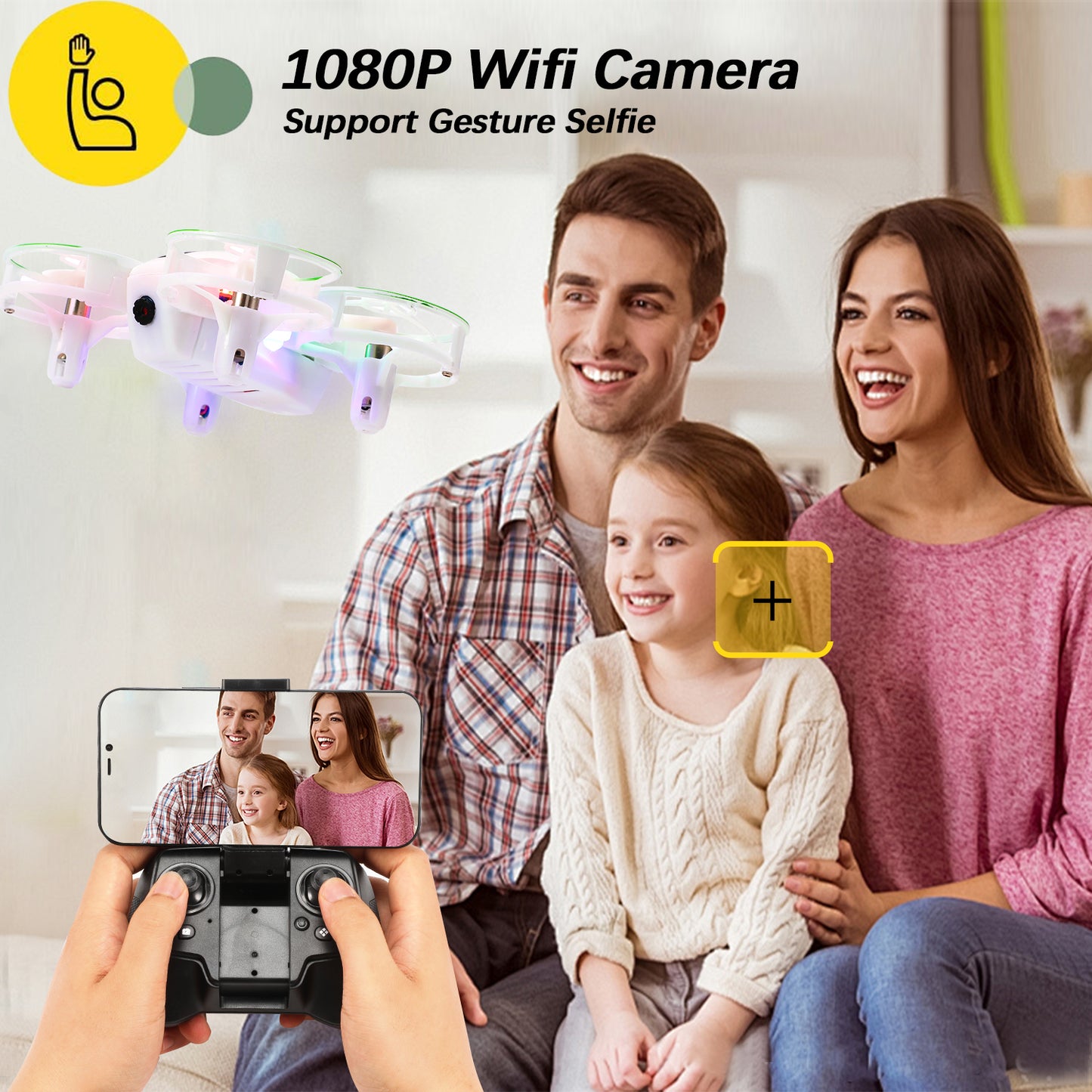 Anpro Mini Drone with 720P HD Camera for Kids and Beginners, Pocket RC Quadcopter, Headless Mode, Altitude Hold, High Speed Rotation, 2 Batteries, White