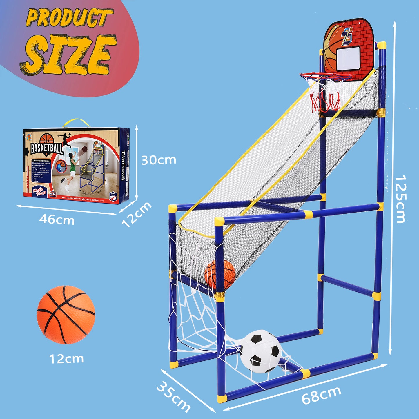 Gleamkid Basketball Hoop Arcade Game Toy for Kids, 2 in 1 Basketball Hoop Soccer Game Toys, Basketball Hoop Indoor Outdoor with 4 Balls for Age 3+ Years Boys Girls