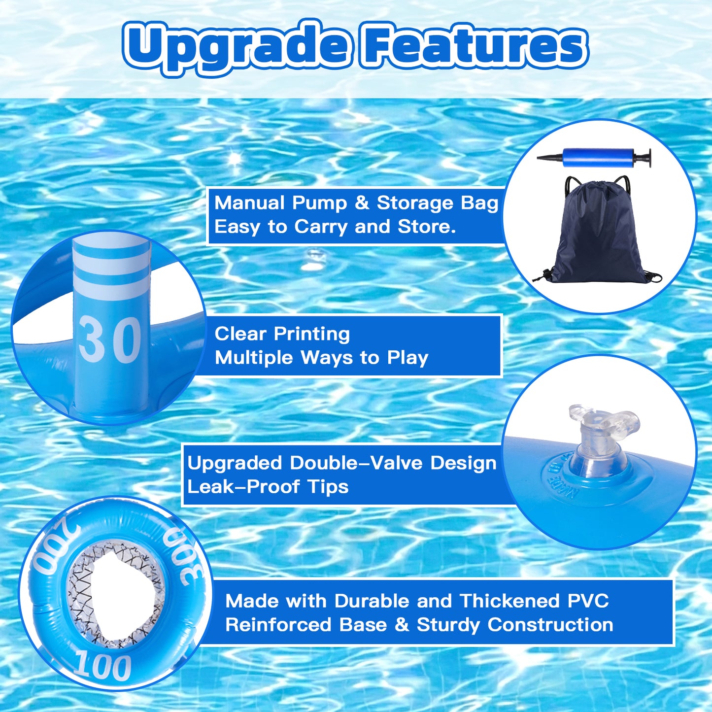Pool Toys Games Set,Pool Basketball Hoop Inflatable Cross Ring Toss Game and Inflatable Cactus Kids for Teens Adults and Family (3 Set Water Toys)