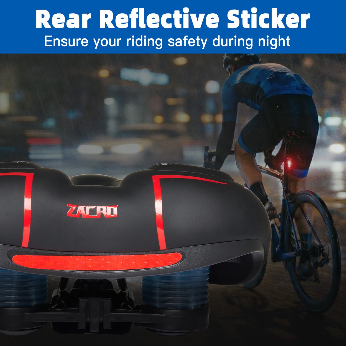 Large Bike Seat Cushion, Comfortable Bicycle Seat for Men Women with Dual Shock Absorbing, Memory Foam Oversized Bike Saddle for Indoor/Mountain/Road Bikes