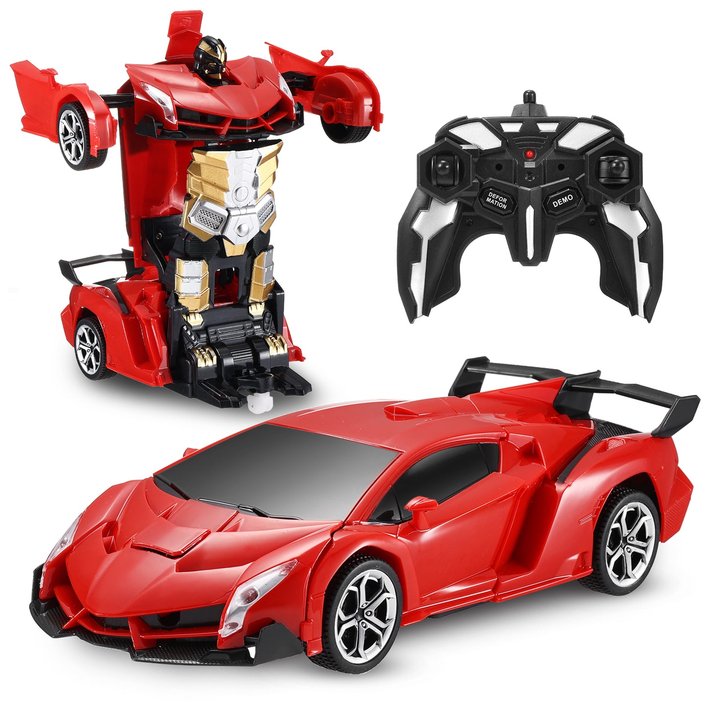 Anpro Transform RC Car Toy for Kids, 2.4Ghz 1:18 Scale Remote Control Car, Transforming Robot with One-Button Deformation 360° Rotation, Best Gift for Boys Girls, Red