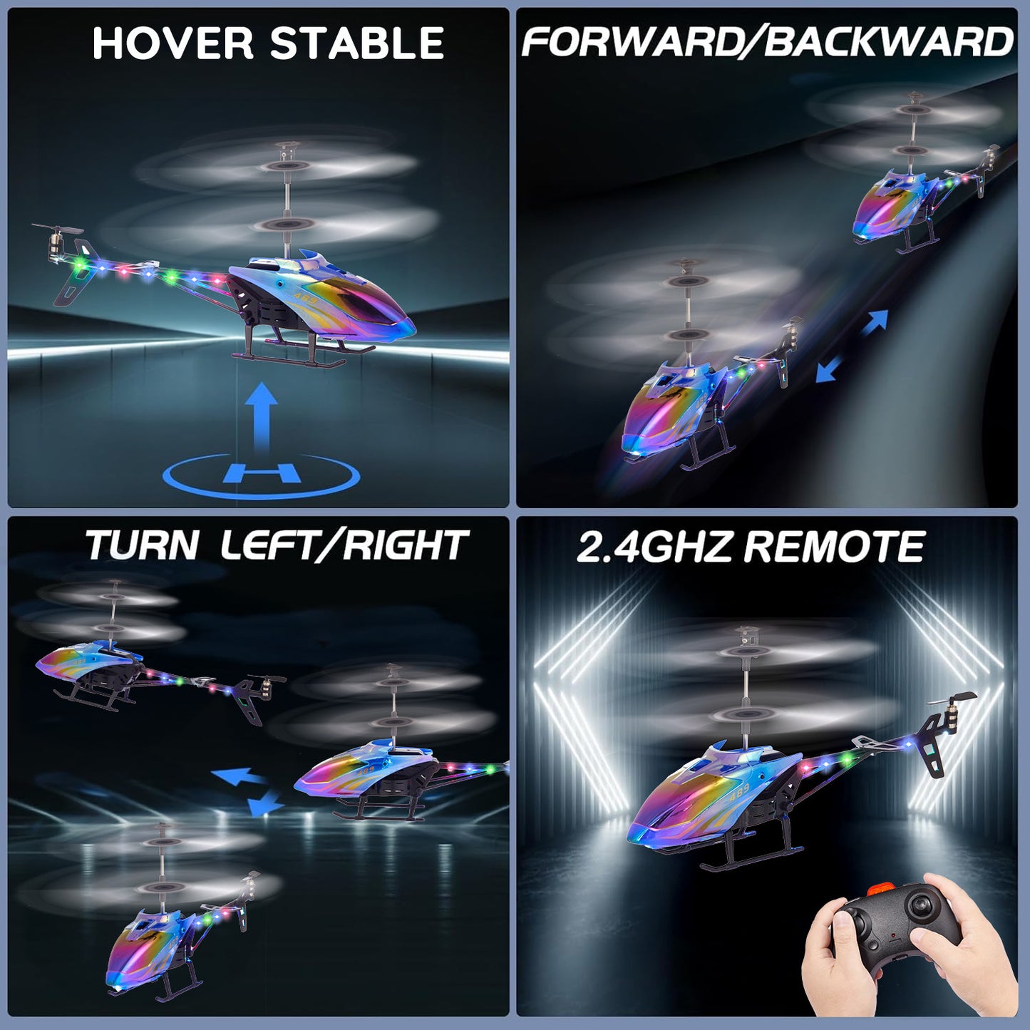 Lictin Remote Control Helicopter, 2.4GHz RC Helicopters with Colorful Lights, 3.5 Channel Aircraft Indoor Flying Toy, RC Plane for Kids Ages 3 4 5 6 7