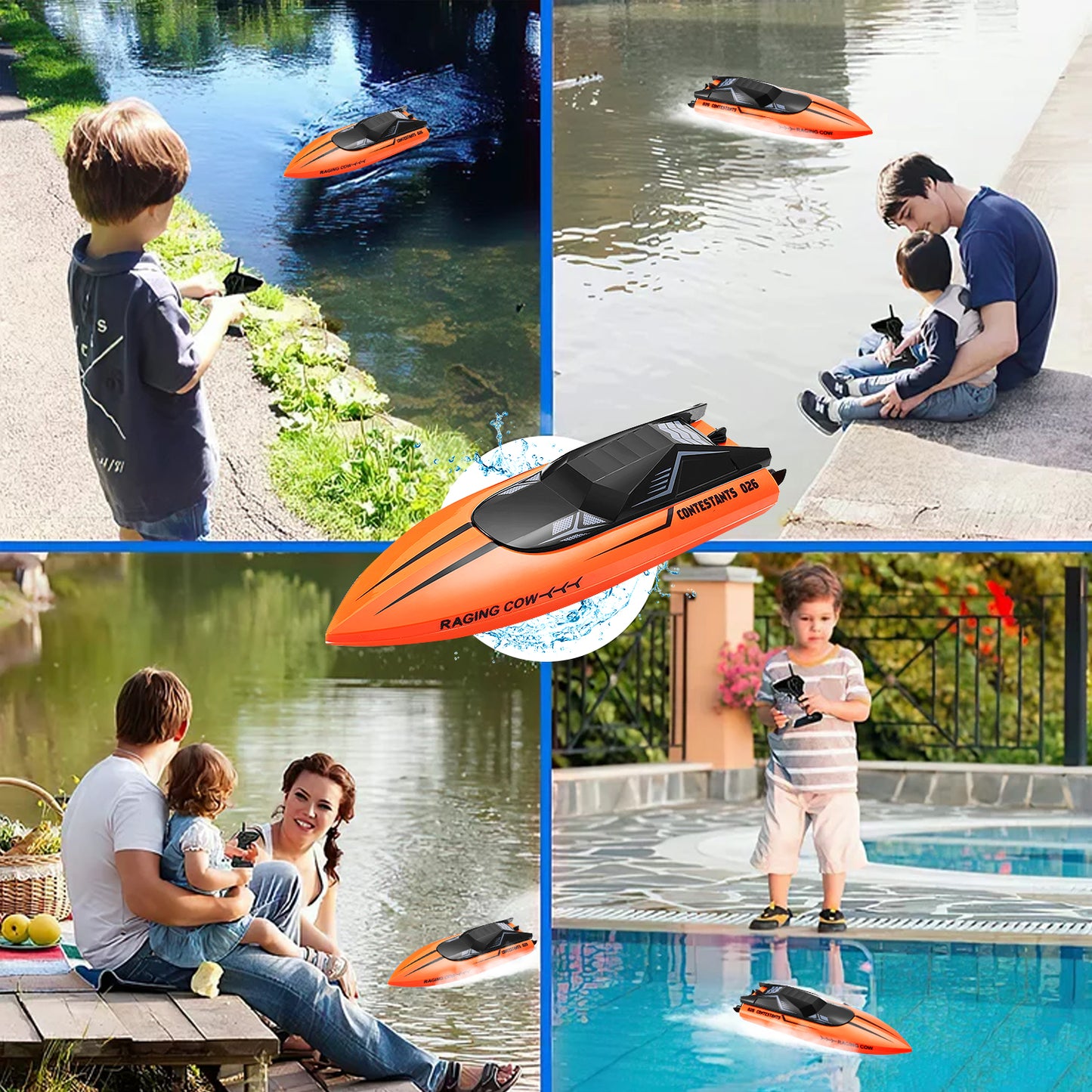 Anpro RC Boat 20+ MPH 2.4G Waterproof Remote Control Racing Boat for Kids and Adults, Orange