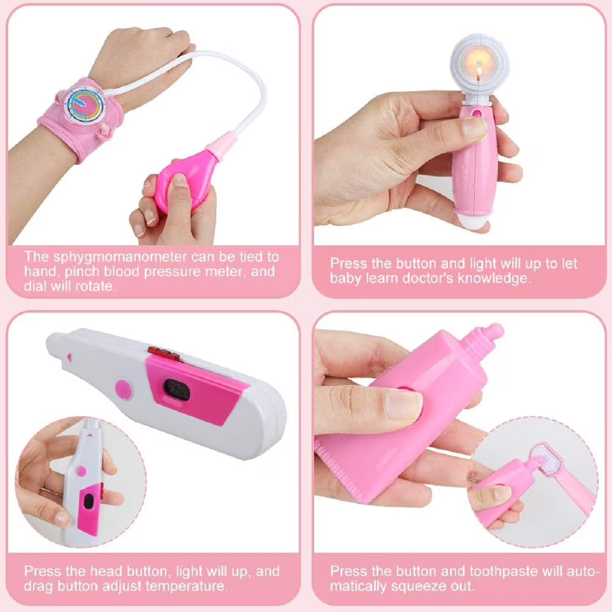 Doctor Kit for Kids, 46Pcs Medical Toy Kids Pretend Play Set with Stethoscope Doctor Role Play Gifts for Toddler Boys & Girls 3-6 Years,Pink