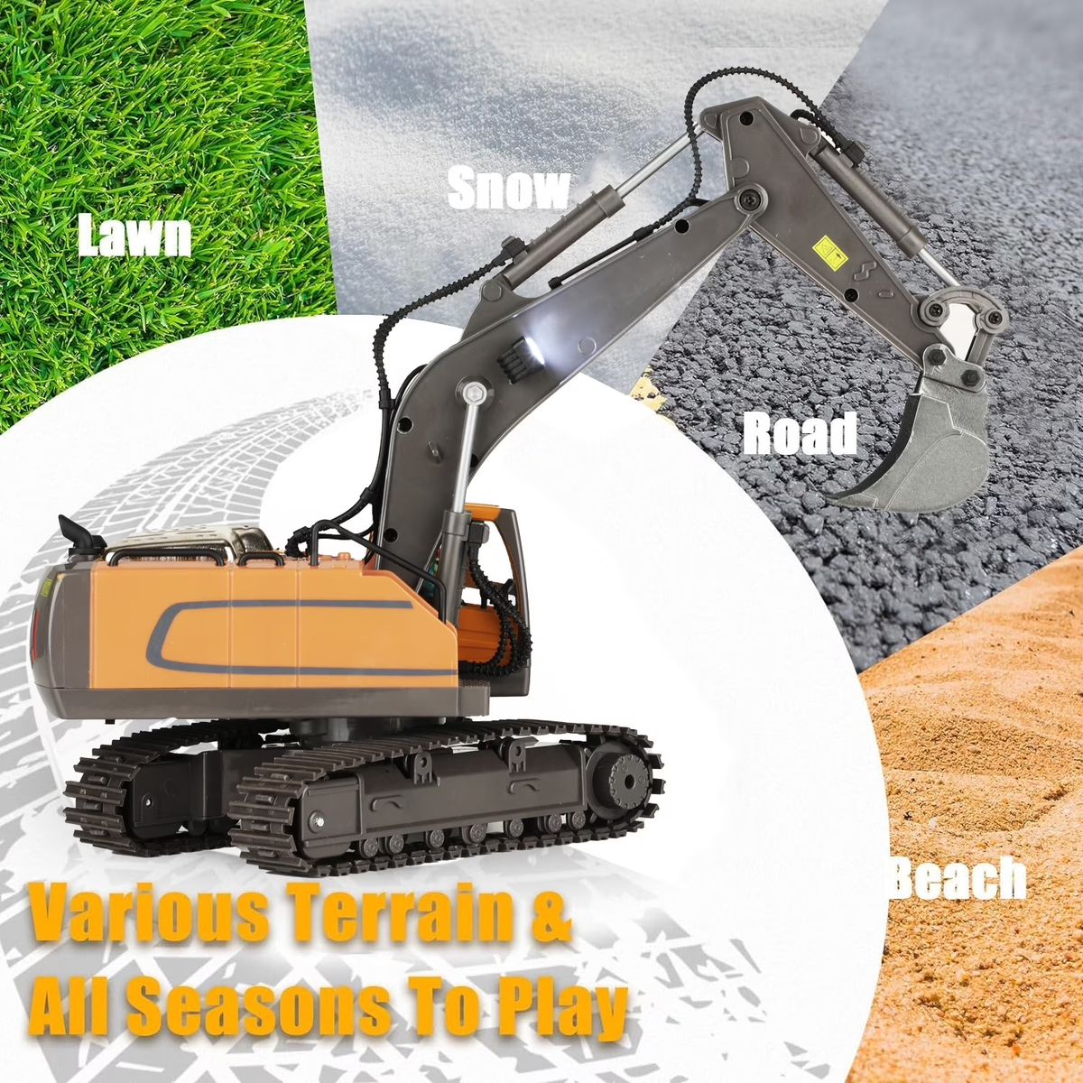Remote Control Excavator for Kids, Rechargeable 11 Channel RC Construction Vehicle with Metal Shovel,Lights and Sounds, RC Excavator Toys for 3-12 Years Boys Girls