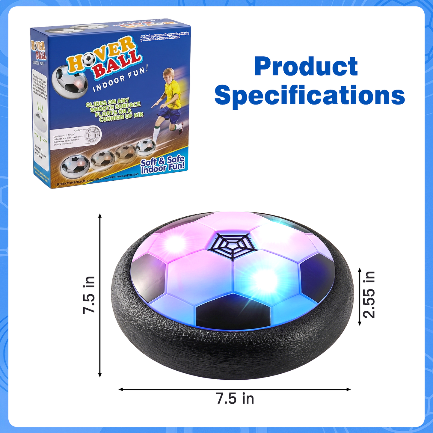 Zacro Hover Soccer Ball Toy for Kids, Indoor Light-Up Air Power Floating Soccer Toys for Kids Boys Girls 4 5 6 7 8 9 Years