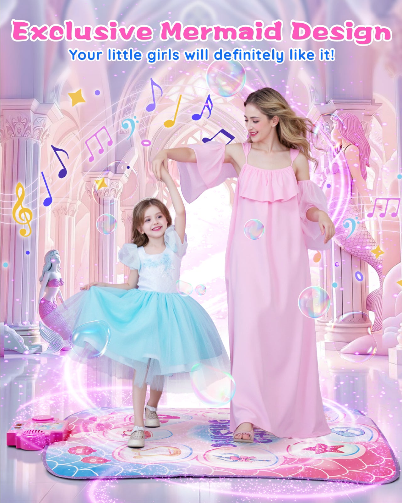 Gleamkid Dance Mat Toy for Kids, Electronic Dance Pad with LED Lights, Dance Mixer Rhythm Step Play Mat with 3 Game Modes , Musical Dance Game Toy Gift for 3 4 5 6 7 8 9 10 Years Old Boys Girls, Pink