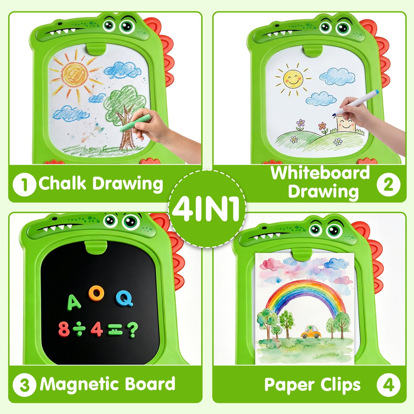 Lictin Easel for Kids, Double-Sided Magnetic Drawing Board with Painting Accessories, Adjustable Standing Toddler Art Easel Gift for Boys Girls 3-8 Years Old