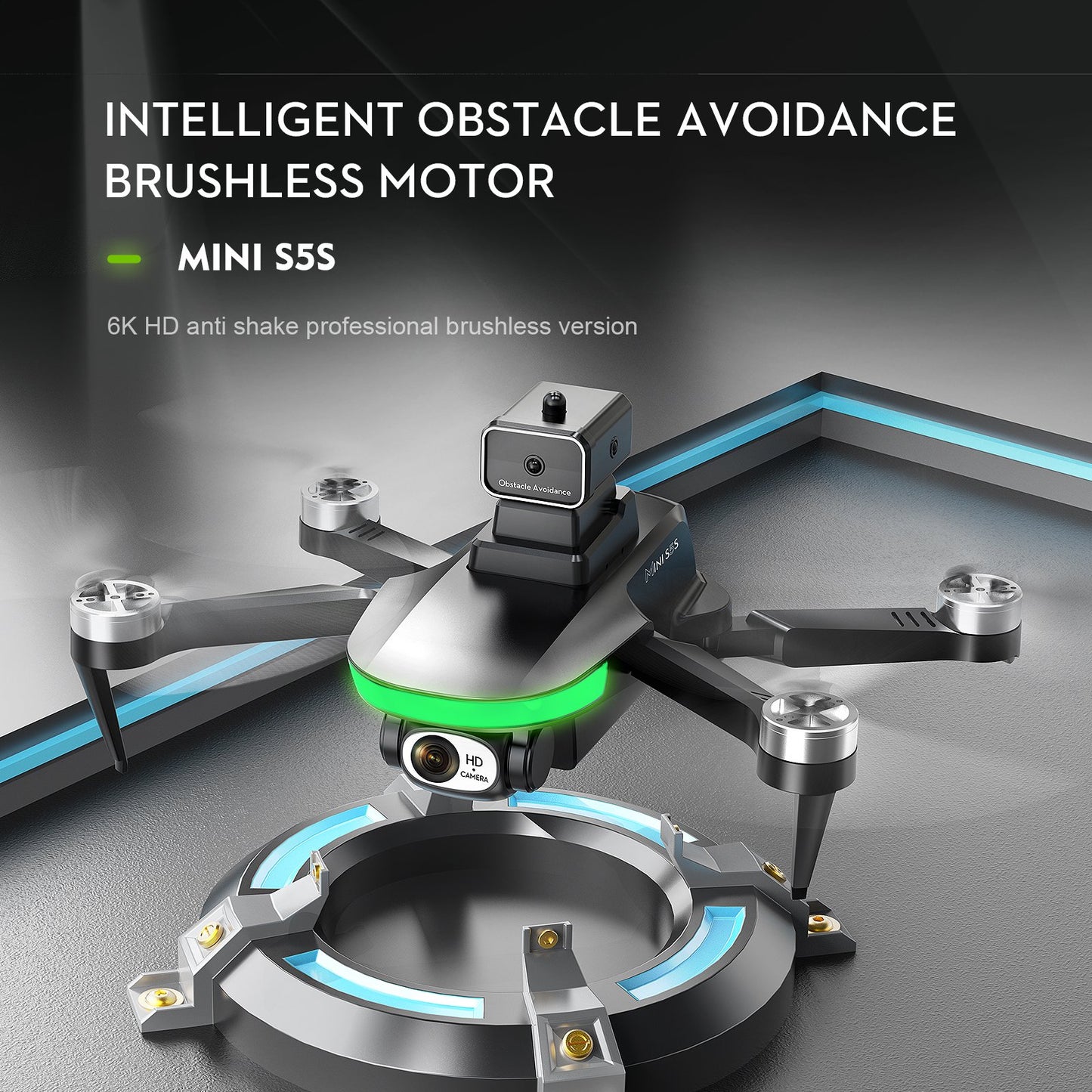Anpro Mini S5S Drone with Camera for Adults, 4K HD Dual Camera WIFI Live Video Foldable RC Quadcopter with Brushless Motor, 3 Batteries, Black