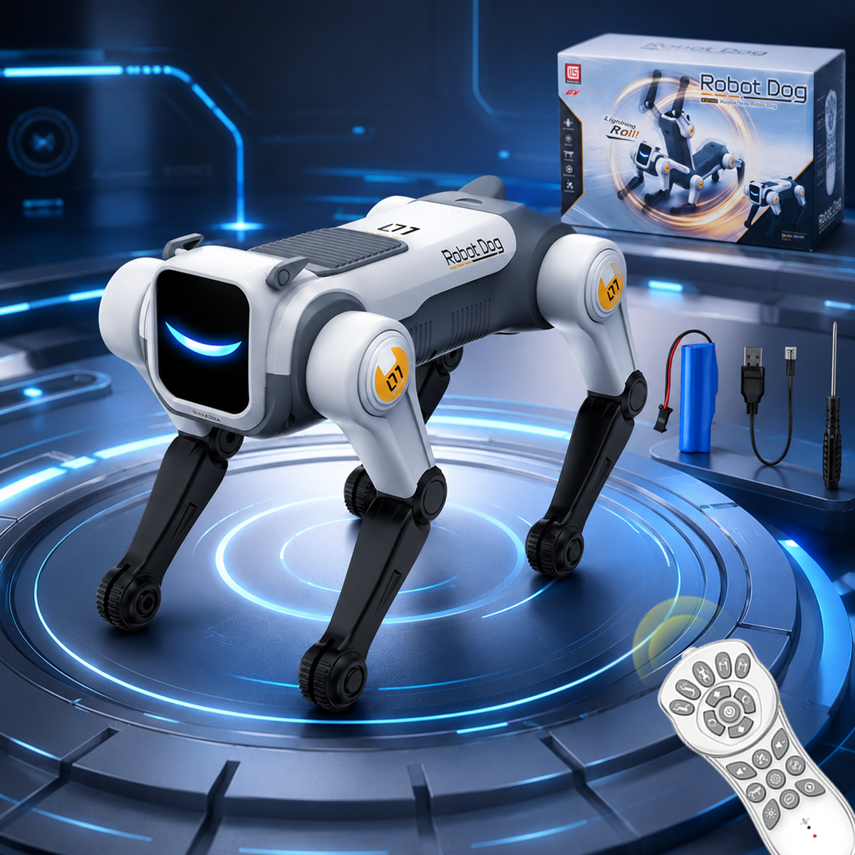 Smart Robot Dog, Remote Control Robot Dog Toy with Sound and LED Eyes, Interactive RC Dog Robot with Voice Control, Dance & Music, Interactive Toy for Kids Boys Girls