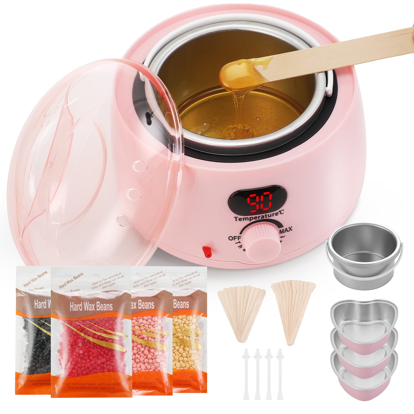 Lictin Waxing Kit for Women, Wax Warmer Machine for Hair Removal with 4 Packs of Wax Beads, Digital Waxing Kit for Sensitive Skin, Brazilian, Eyebrows, Face, Legs, Underarms