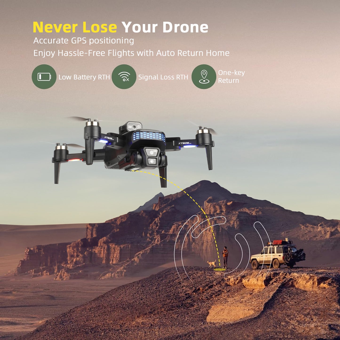 Anpro XT505 GPS Drone with 8K HD Camera for Adults & Beginners, Foldable FPV RC Quadcopter Drone with 360° Obstacle Avoidance, Brushless Motor, 5G Wifi Transmis, 2 Batteries, Carrying Case, Black
