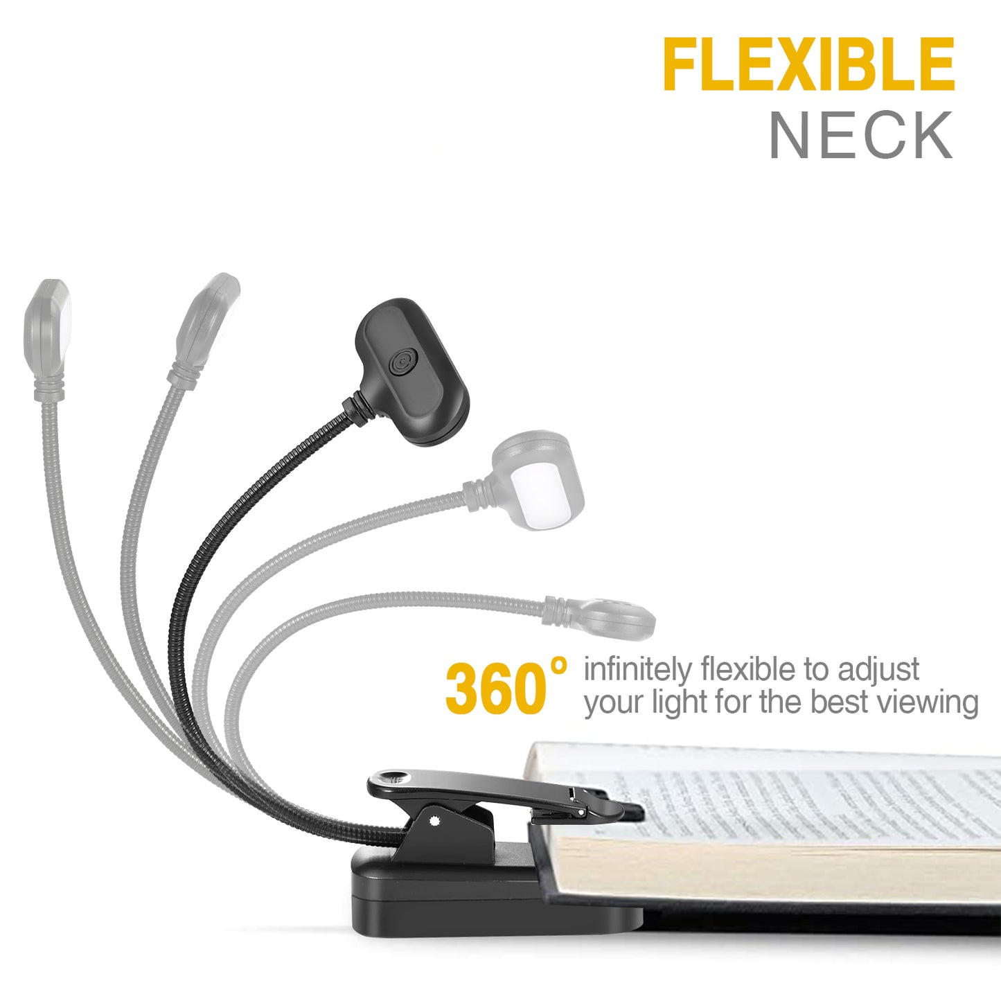 Petbank 2 Pack Rechargeable Book Light 6 LED, 3 Brightness Levels Lighting & 3 Color Temperatures, up to 40 Hours Reading, Lightweight Clip on Reading Lights for Books in Bed
