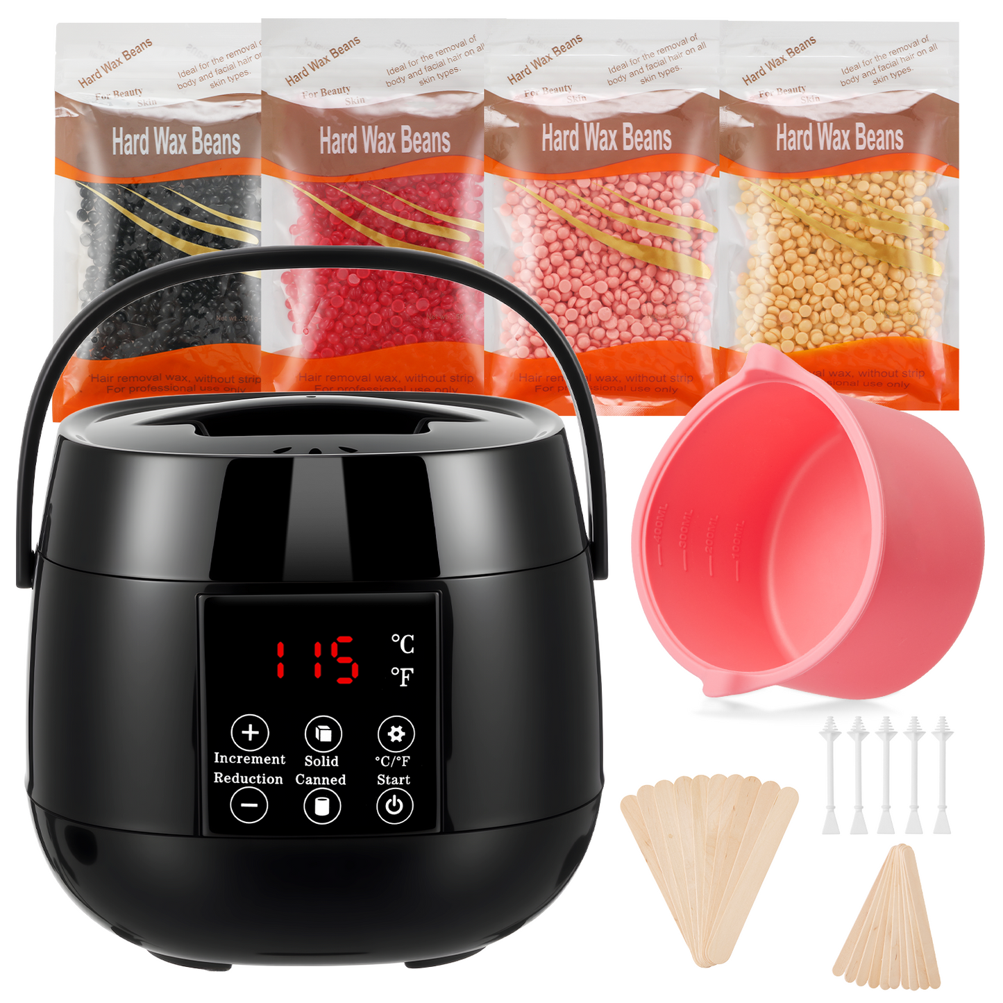 Lictin Hair Removal Waxing Kit for Women & Men, Wax Warmer Machine with 4 Packs of Wax Beads, Digital Wax Kit at Home for Face, Legs, Bikini, Brazilian