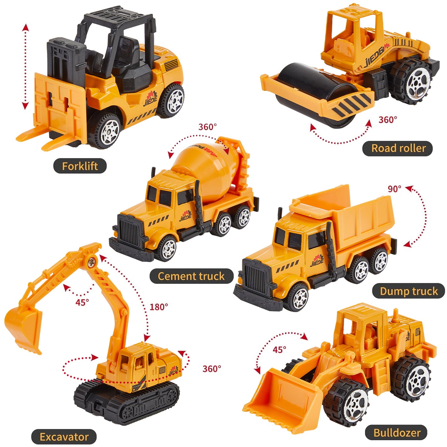 Anpro Construction Vehicles Toy Playset for Boys, Construction Truck with 6 Alloy Cars and Tower Crane, Bounce launch, Truck Car Toys for 3+ Boys Gifts