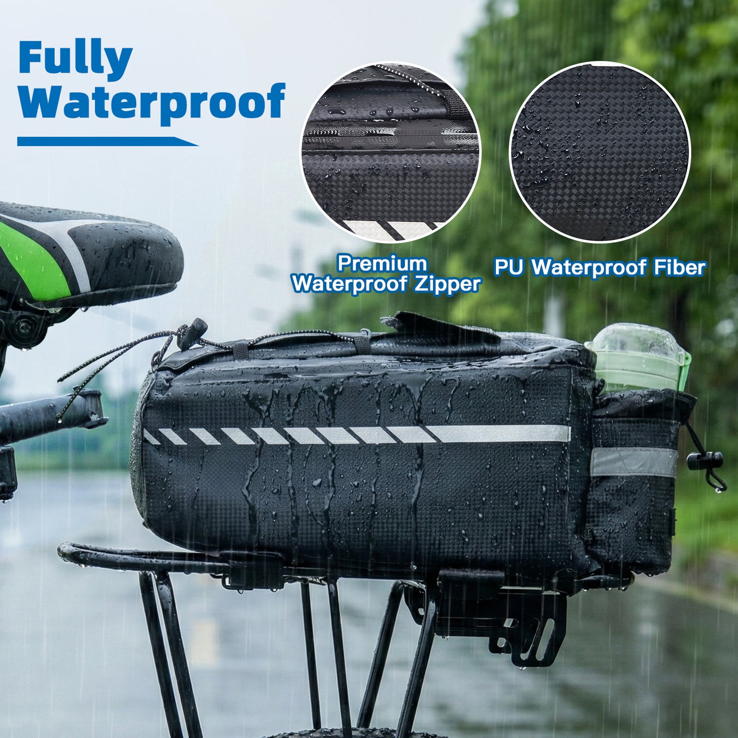 Lictin Insulated Bike Bag For Bicycles, Waterproof Bike Pannier Bag with Reflector & Shoulder Strap, 10L Capacity Rear Rack Bag, Black